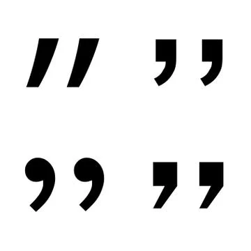 Vector black quotation marks icons set Illustrazione stock