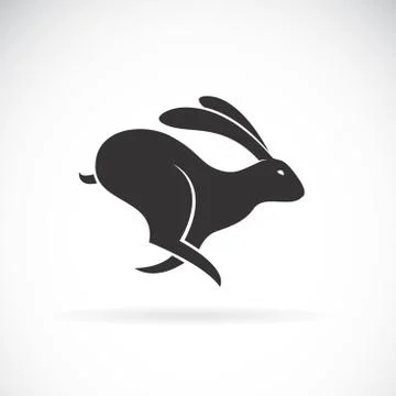 Vector of black rabbit is running on white background. Wild Animals. Black bu 스톡 일러스트