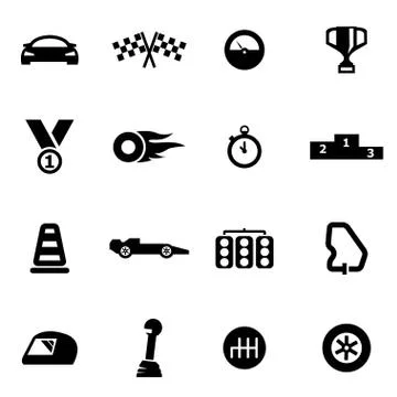 Vector black racing icon set Illustrazione stock