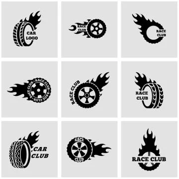 Vector black Racing labels icon set Stock Illustration