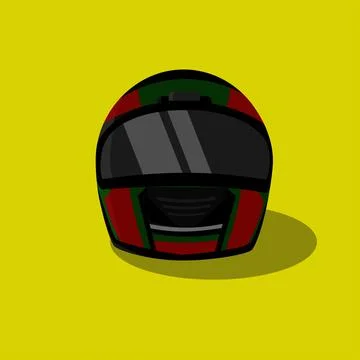Vector black red and green racer helmet yellow background Stock Illustration