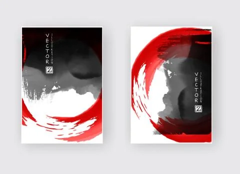 Vector black red ink brush stroke Stock Illustration