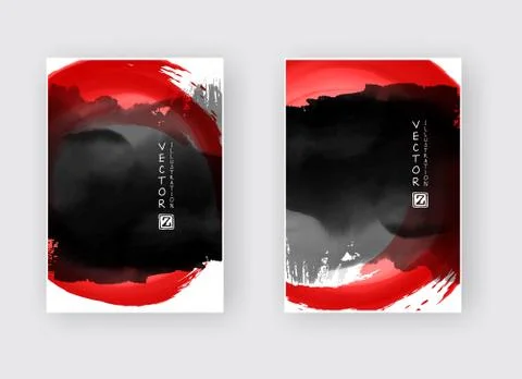 Vector black red ink brush stroke Stock Illustration