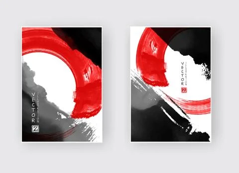 Vector black red ink brush stroke Stock Illustration