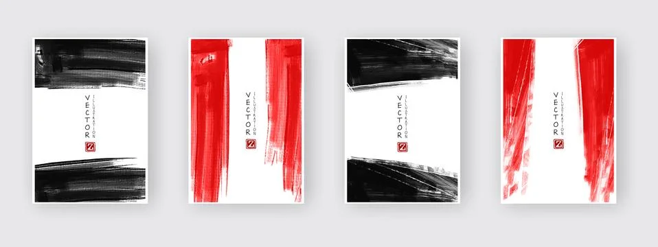 Vector black red ink brush stroke. Abstract illustration eps10 Stock Illustration
