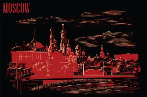 Vector black-red Moscow, part 1 Stock Illustration