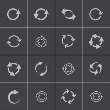 Vector black refresh icons set Stock Illustration