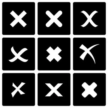 Vector black rejected icon set Stock Illustration