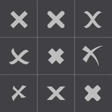 Vector black rejected icons set Stock Illustration