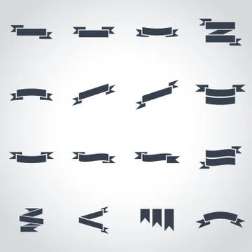 Vector black ribbon icon set イラスト素材