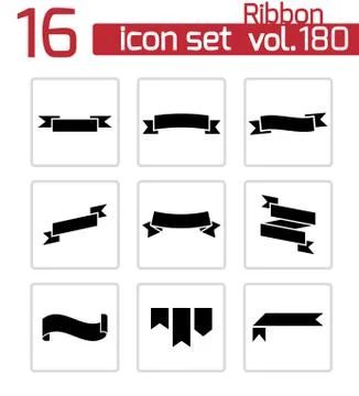 Vector black ribbon icons set Stock Illustration