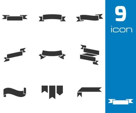 Vector black ribbon icons set Stock Illustration
