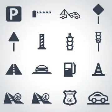 Vector black road icon set Illustrazione stock