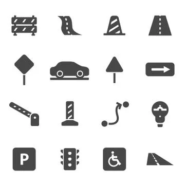Vector black road icons set Stock Illustration