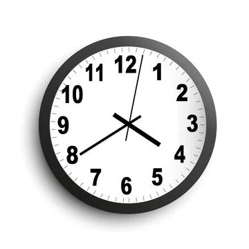 Vector black round wall clock. Vector illustration Stock Illustration