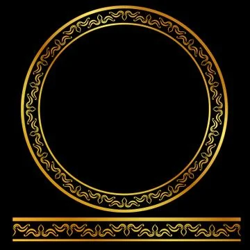 Vector Black Rounded Corner Circle Floral Frame, Isolated On White Illustrazione stock