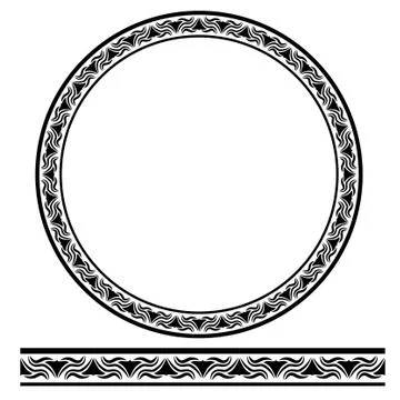 Vector Black Rounded Corner Circle Floral Frame, Isolated On White Illustrazione stock