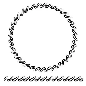 Vector Black Rounded Corner Circle Floral Frame, Isolated On White Иллюстрация