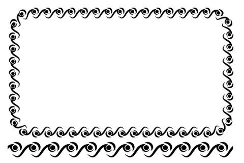 Vector Black Rounded Corner Rectangle Floral Frame, Isolated On White イラスト素材