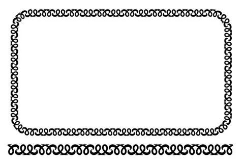 Vector Black Rounded Corner Rectangle Floral Frame, Isolated On White Stock Illustration