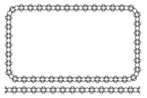 Vector Black Rounded Corner Rectangle Floral Frame, Isolated On White Stock Illustration