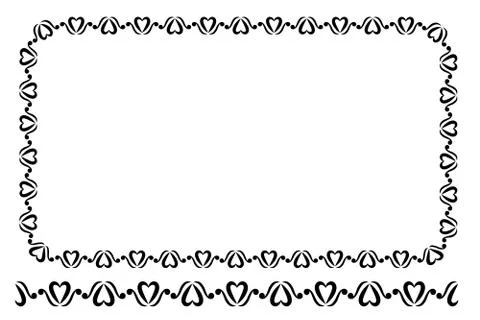 Vector Black Rounded Corner Rectangle Floral Frame, Isolated On White Stock Illustration