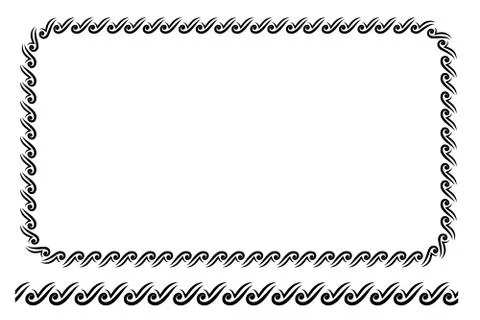 Vector Black Rounded Corner Rectangle Floral Frame, Isolated On White Stock Illustration