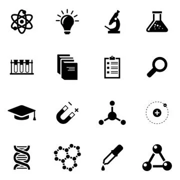Vector black science icon set 스톡 일러스트
