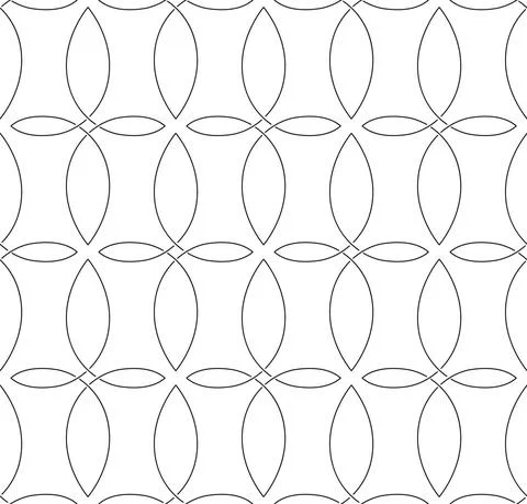 Vector black seamless pattern in a linear style of rhombuses and abstract shapes Stock-Illustration