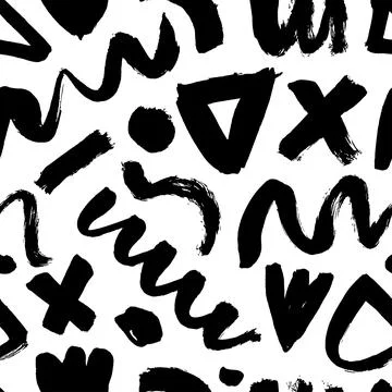 Vector black seamless pattern in Memphis style. Stock Illustration