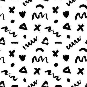 Vector black seamless pattern in Memphis style. Stock Illustration
