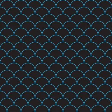 Vector black seamless pattern with shell ornament. Neon effect Stock Illustration