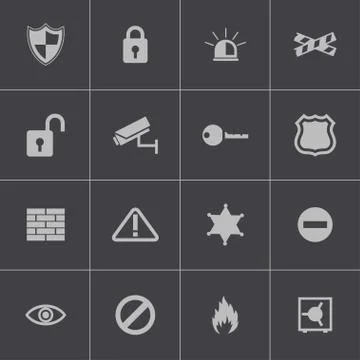 Vector black  security icons set Stock Illustration