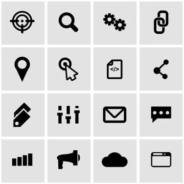 Vector black seo icon set Stock Illustration