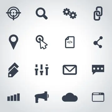 Vector black seo icon set Stock Illustration