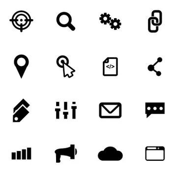 Vector black seo icon set Stock Illustration
