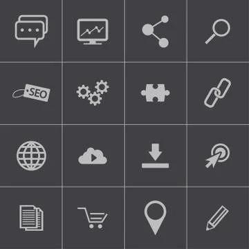 Vector black  seo icons set Stock Illustration