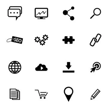 Vector Black  Seo Icons Set Stock Illustration