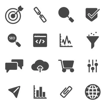 Vector black seo icons set Stock Illustration