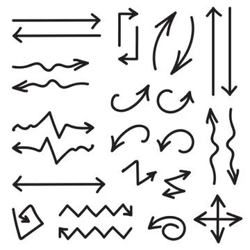 Vector black set of 26 hand drawn arrows in eps イラスト素材