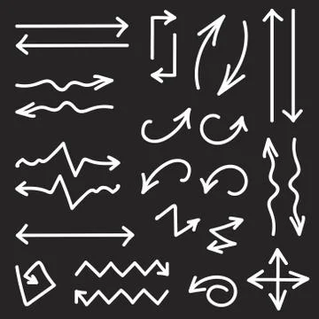 Vector black set of 26 hand drawn arrows Stock-Illustration