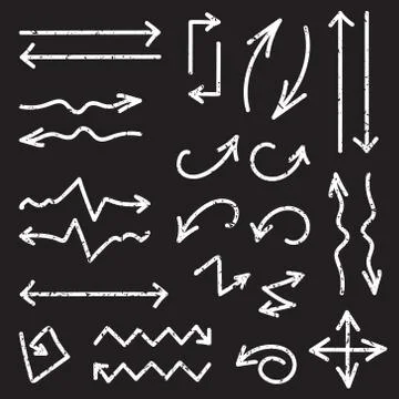 Vector black set of 26 hand drawn arrows Stock Illustration