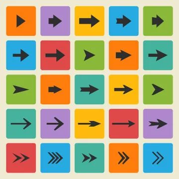 Vector black set of different vector arrows Stock Illustration