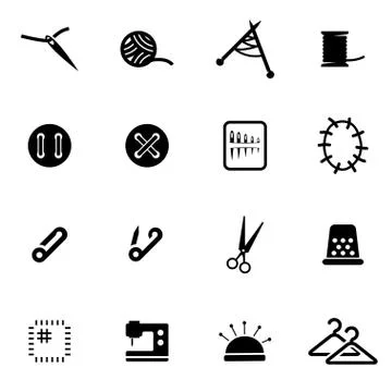 Vector black sewing icon set Stock Illustration