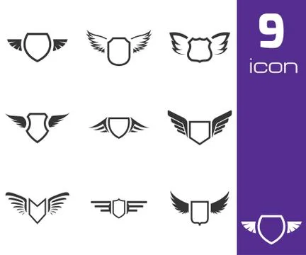 Vector black shield icons set Stock-Illustration