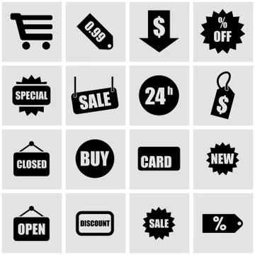 Vector black shopping icon set Illustrazione stock