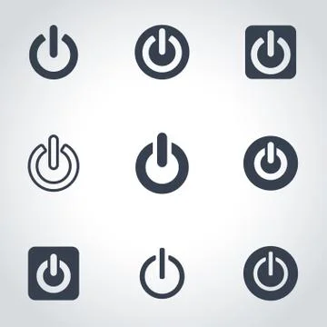 Vector black shut down icon set Stock Illustration