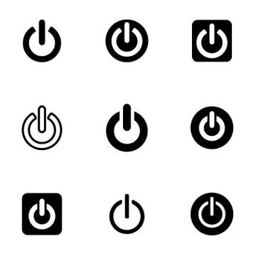 Vector black shut down icon set Stock Illustration