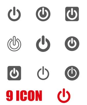 Vector black shut down icon set Stock Illustration