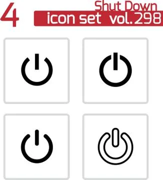 Vector black shut down icons set Stock Illustration
